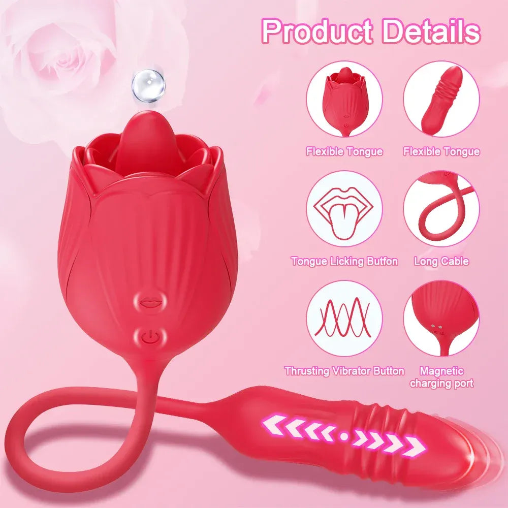 2 In 1 Clit Licking Vibrator for Women Thrusting Vagina