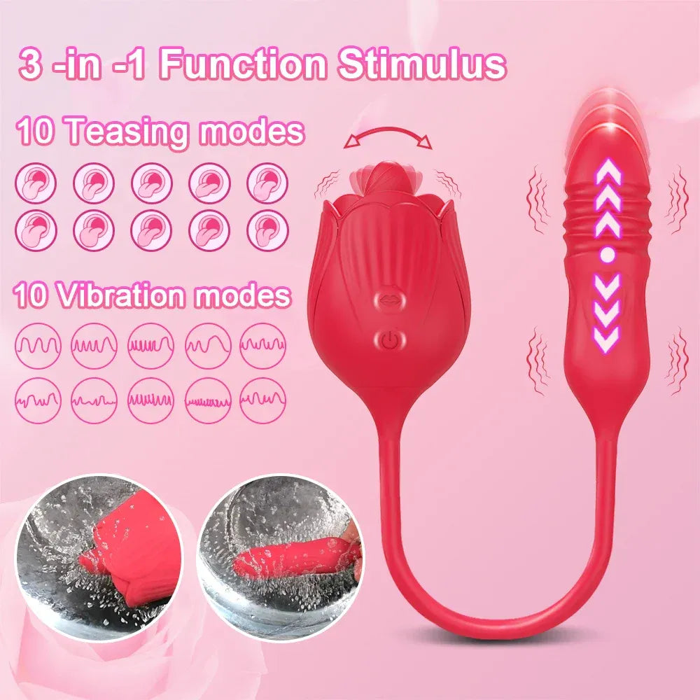 2 In 1 Clit Licking Vibrator for Women Thrusting Vagina