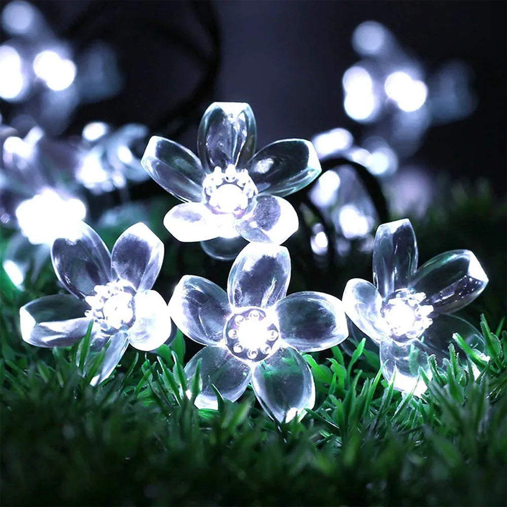 Vibe Geeks Solar Powered Flower String Lights Cherry