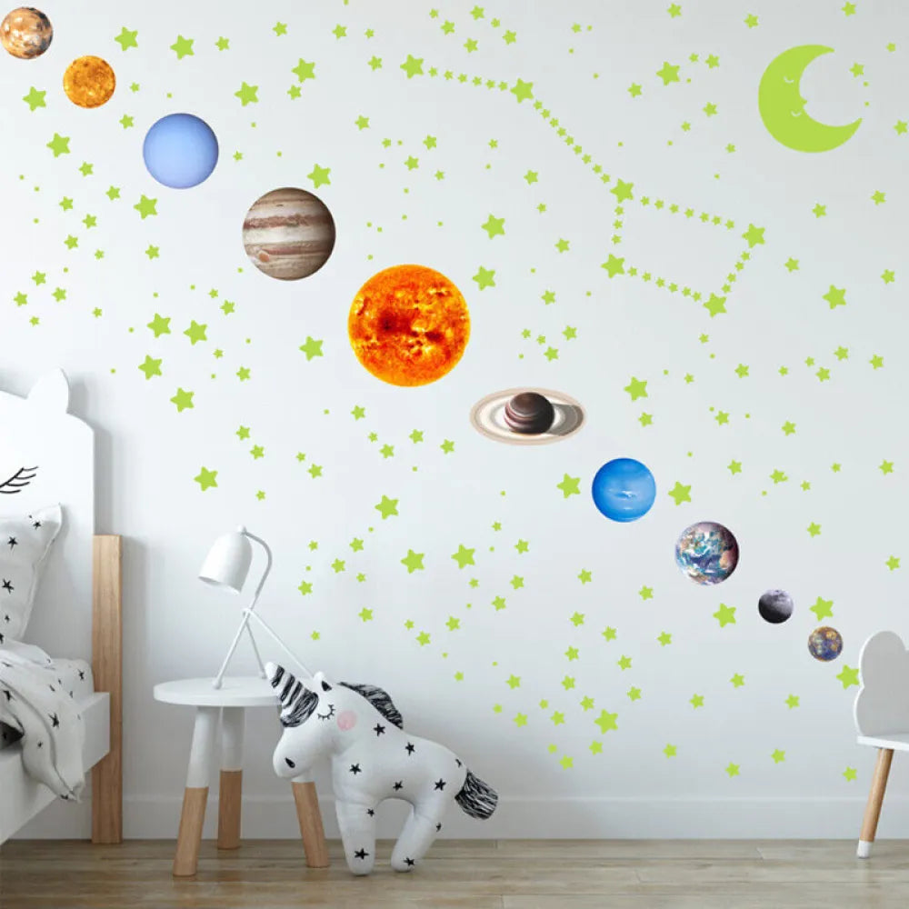 Vibe Geeks 525 Pcs Luminous Solar System Glow in the Dark