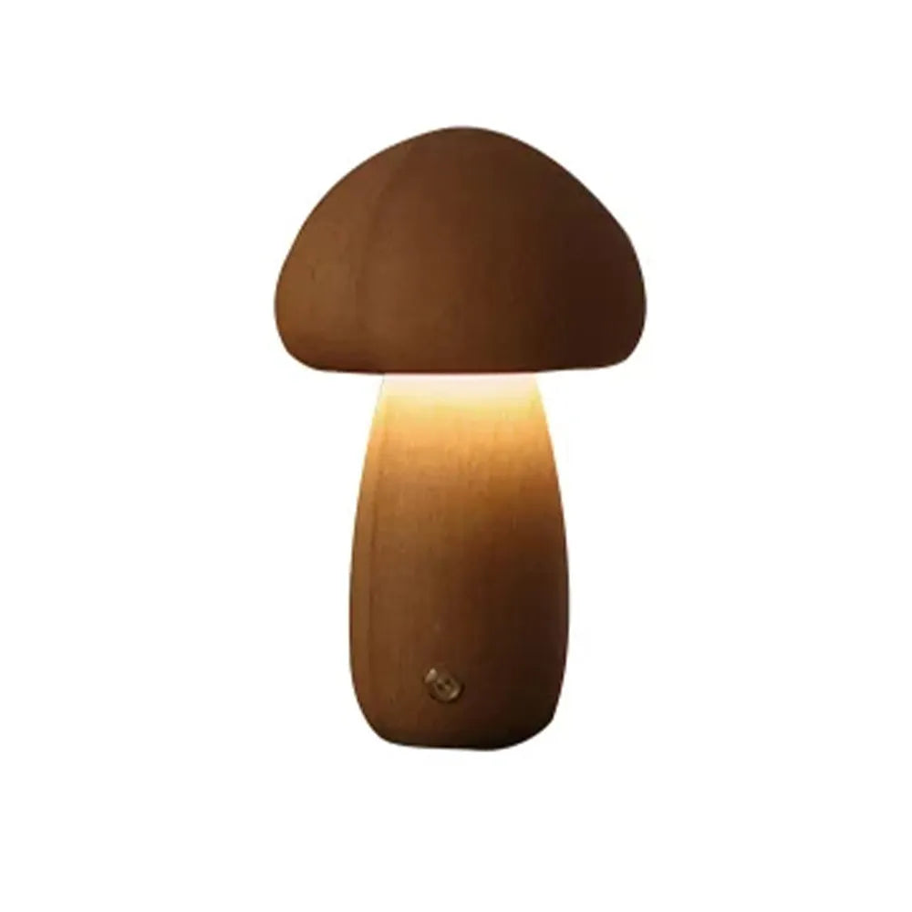 Vibe Geeks Wooden Mushroom Led Usb Rechargeable Night Light