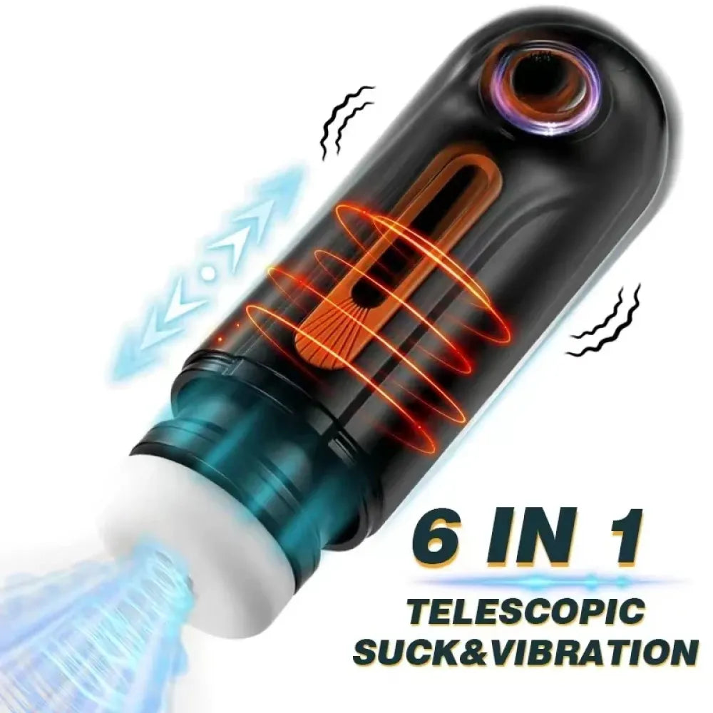 6 In 1 Automatic Telescopic Sucking Man Vibrator Realistic