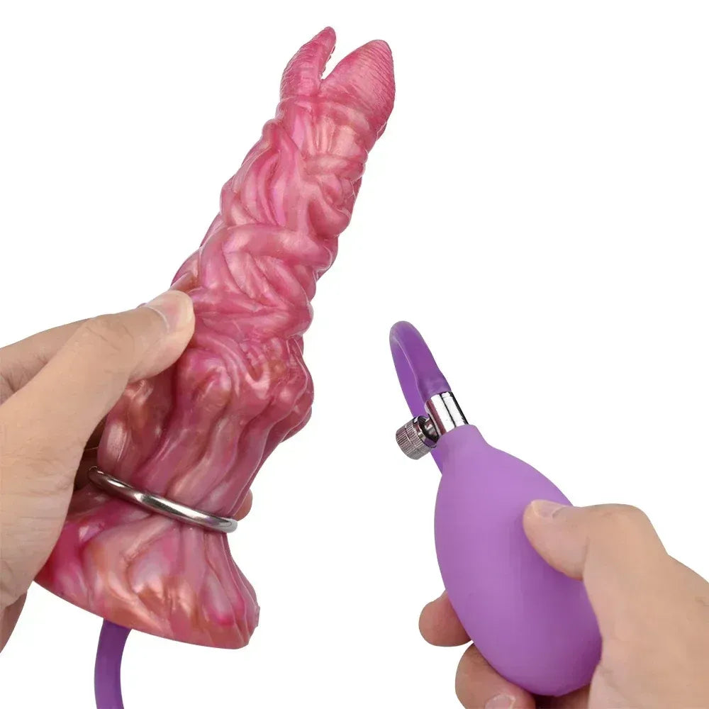 8 Inch Luminous Dildo With Inflatable Pump & 5 Eggs