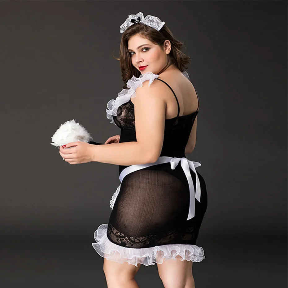 Erotic Lace Maid Costume For Plus Size Women Alluring Role