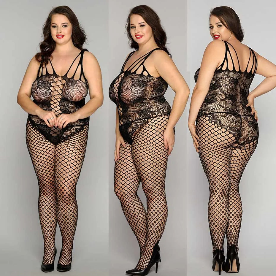 Alluring Lace Bodysuit Sheer Plus Size Lingerie For Women