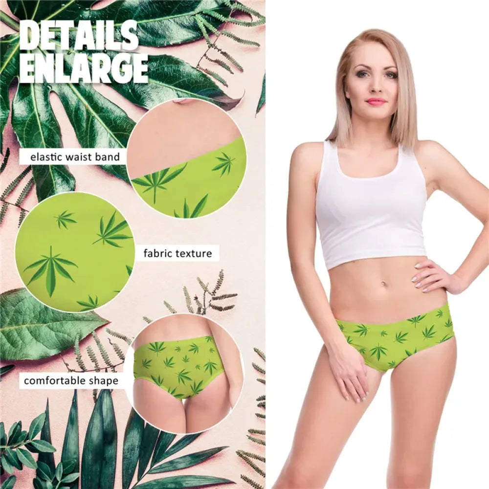 DeanFire Super Soft 3D Panties Women Underwear WEED GREEN