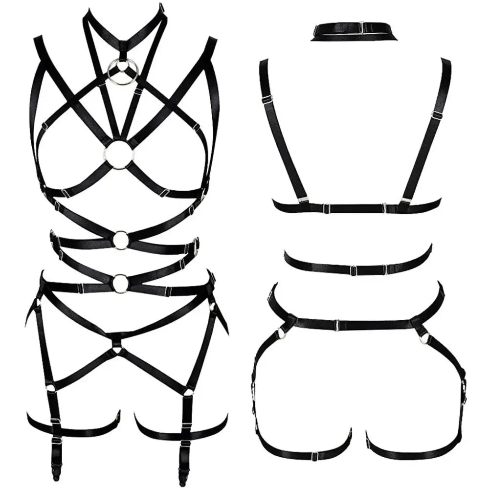 Punk Pu Leather Body Waist Belt Bodysuit Bondage Body