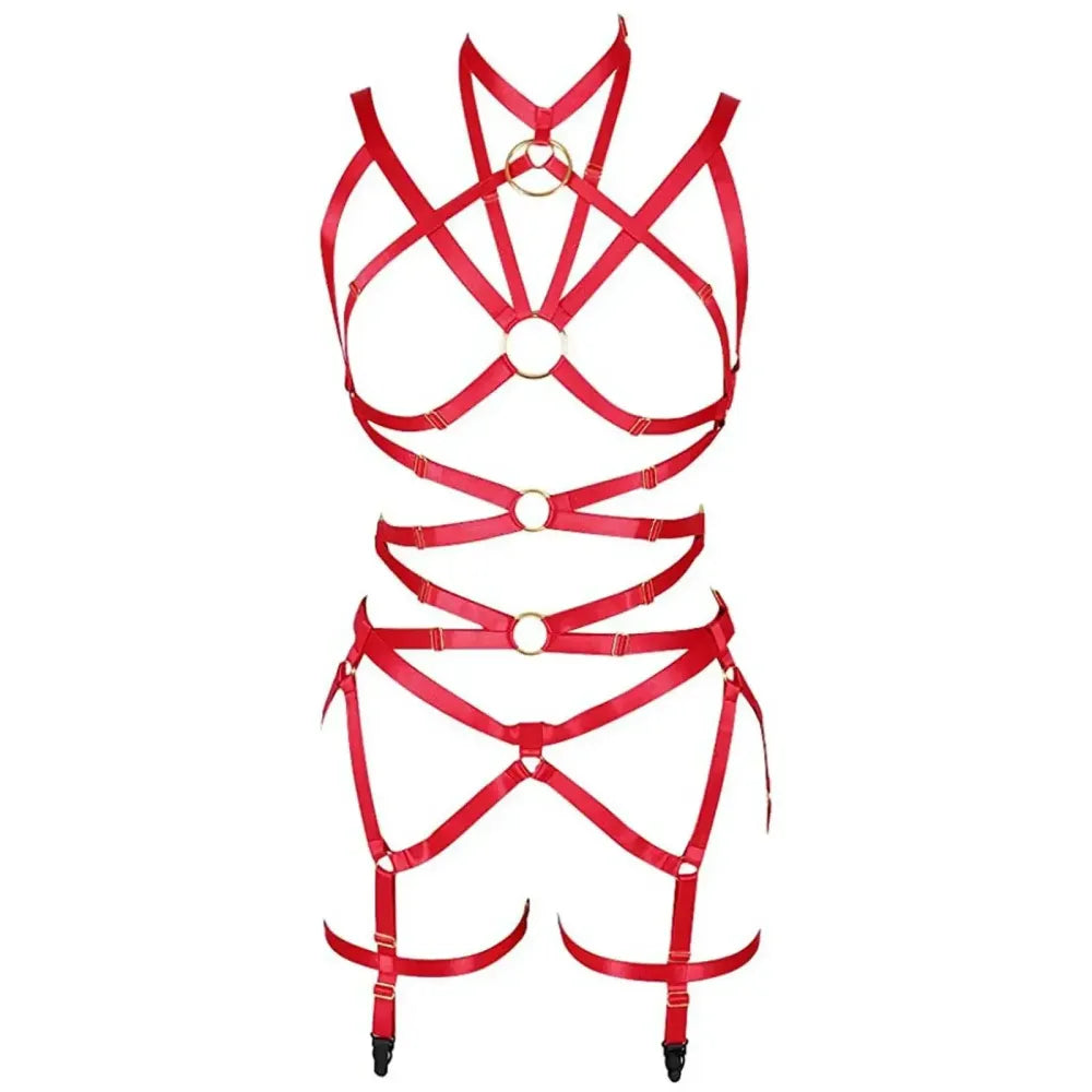 Punk Pu Leather Body Waist Belt Bodysuit Bondage Body