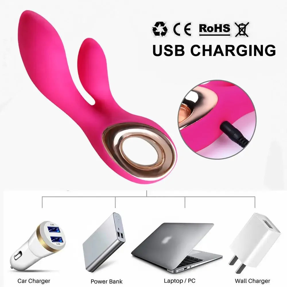 Silicone Rabbit Vibrator For Women G Spot & Clit Stimulation